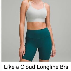 Lululemon Like a Cloud Longline Bra Size 8 B/C. EUC. Heathered jade grey
